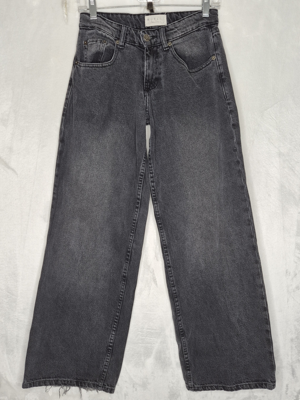 Motel Rocks Wide Leg Washed Black Denim Skate Jeans Womens 27x30